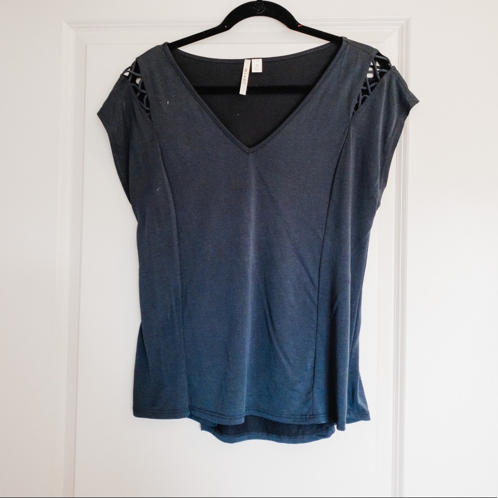 Black blouse with cross over detail